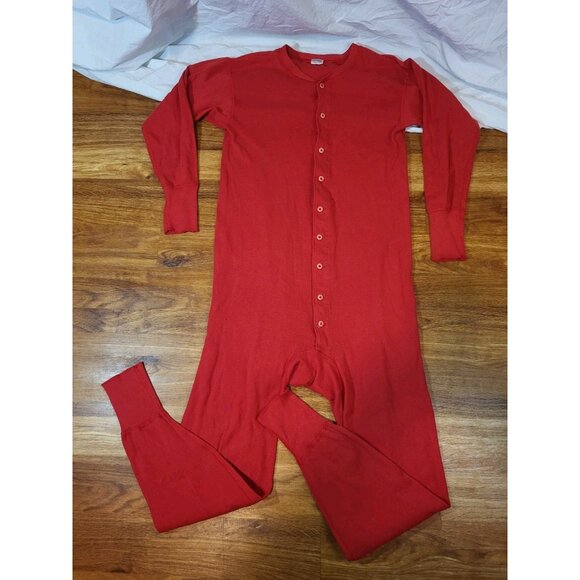 Vtge Red Stanfields Scots Size Large Long Johns Butt Flap - Picture 1 of 5